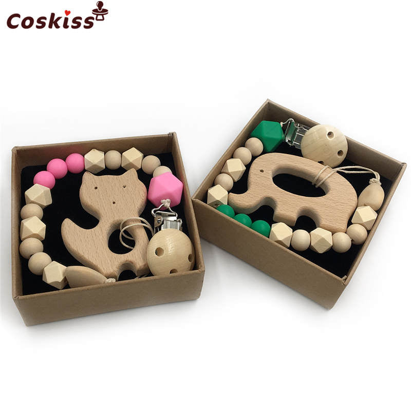 2 Piece, Organic Wooden Animal Teether