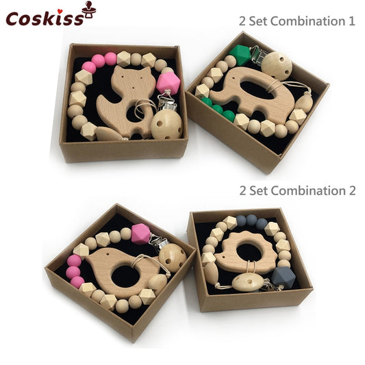 2 Piece, Organic Wooden Animal Teether