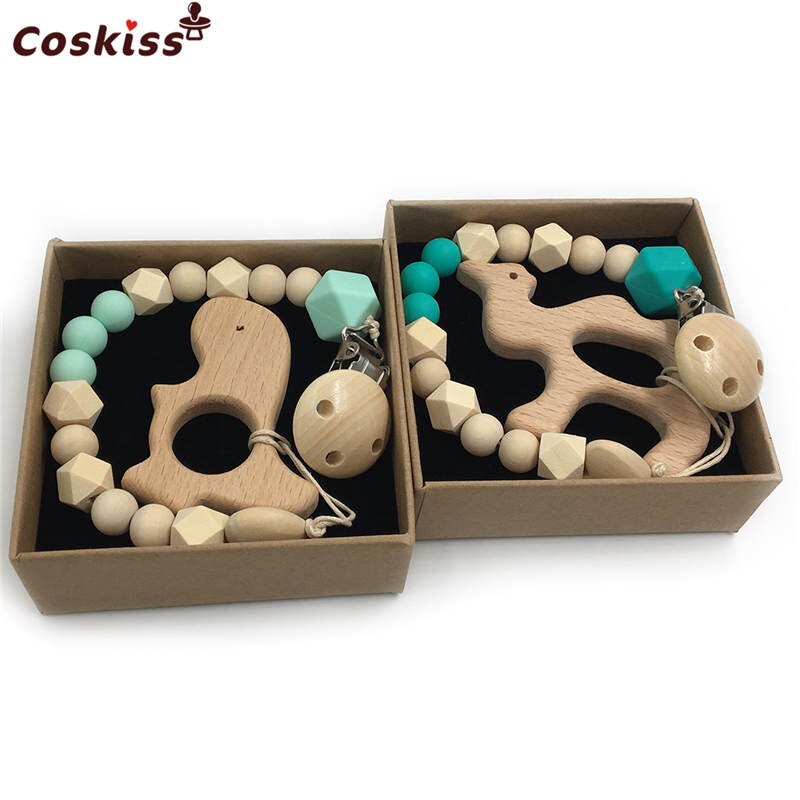 2 Piece, Organic Wooden Animal Teether