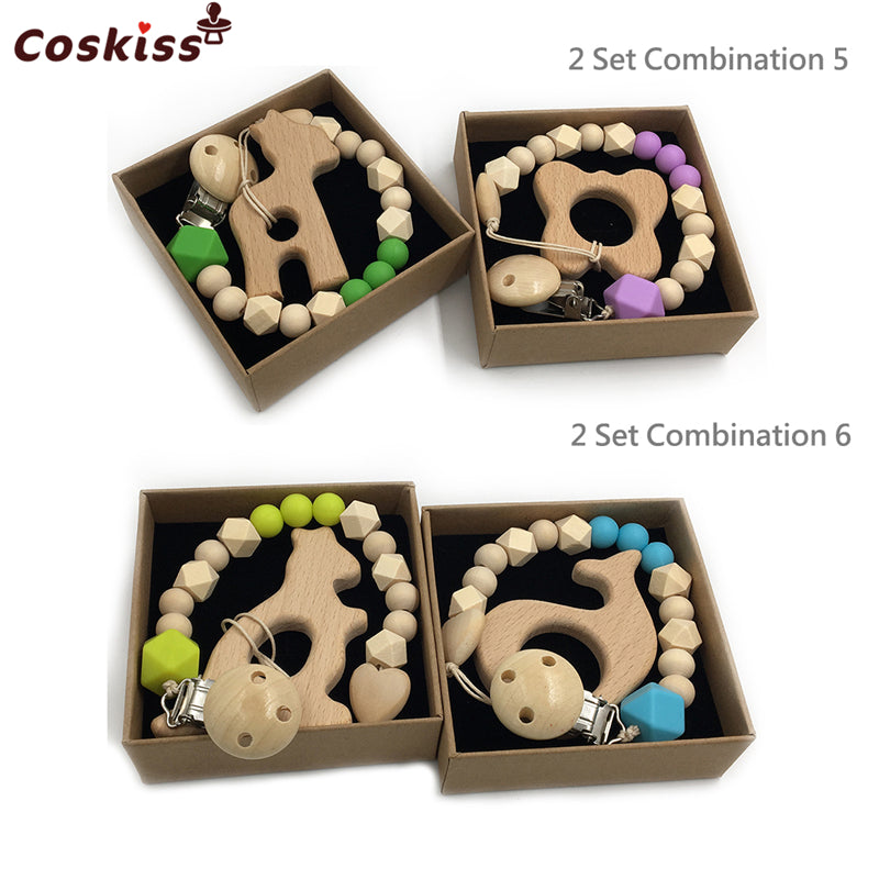 2 Piece, Organic Wooden Animal Teether