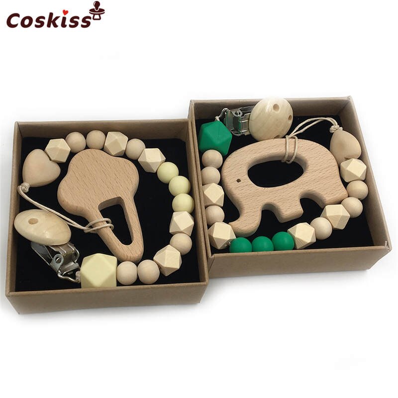 2 Piece, Organic Wooden Animal Teether