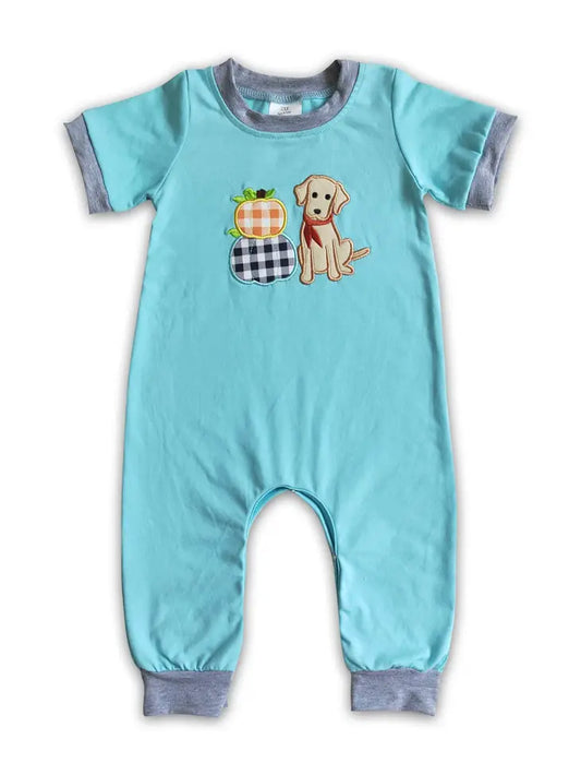 Dog-Pumpkin Blue Romper