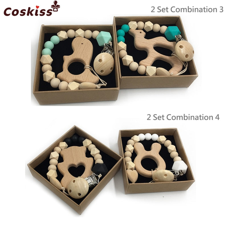 2 Piece, Organic Wooden Animal Teether