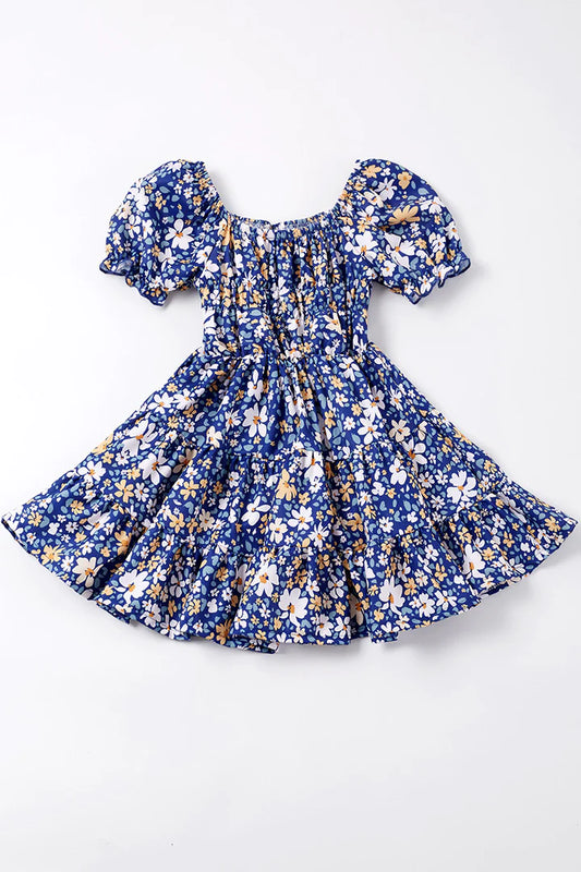 Navy, Floral Print Dress