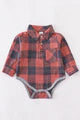 Rust, Plaid, Button Down Collar Onesie