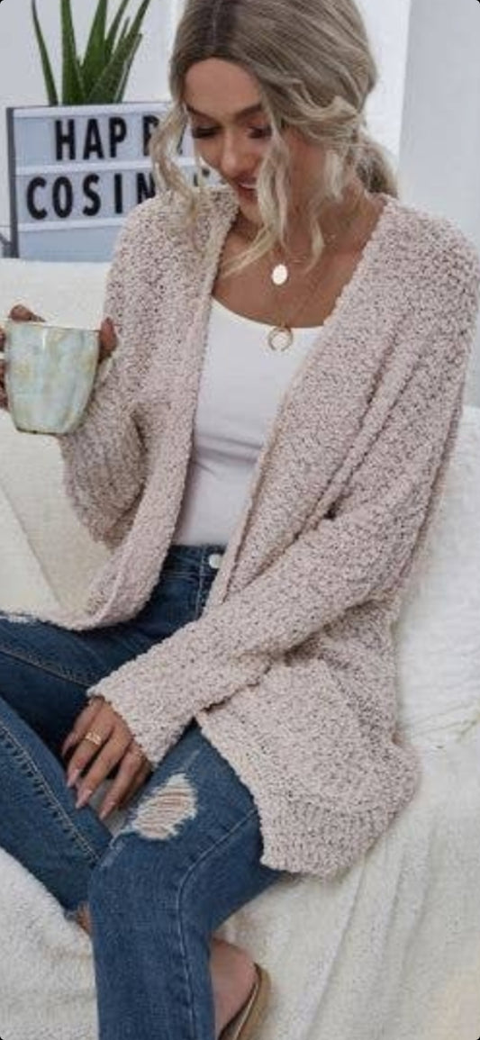 Cream, Chunky Knit, Open Cardigan