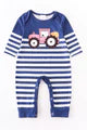 Striped, Pumpkin-Tractor Romper