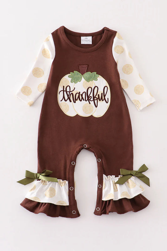 Brown Thankful Pumpkin Onesie